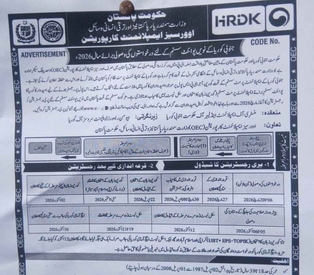 oec.gov.pk South Korea Balloting Result 27th March 2026